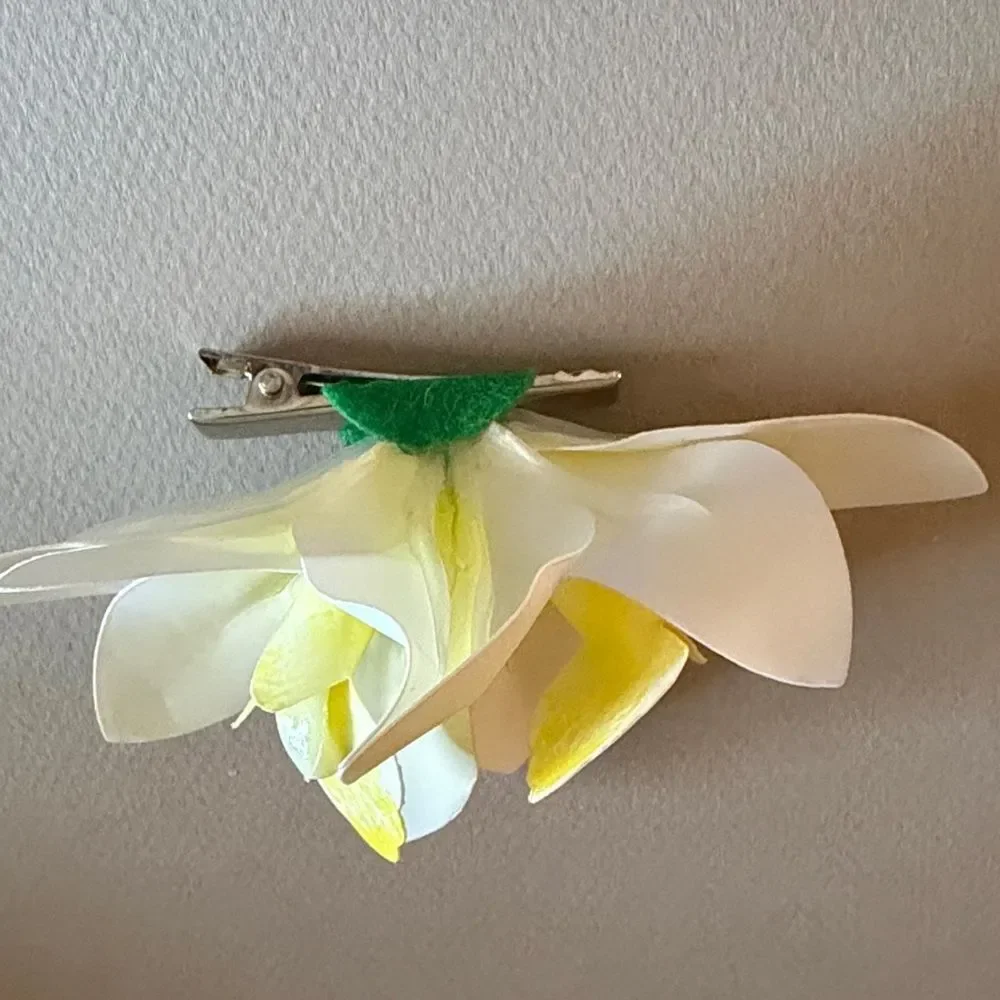White orchid fower Hair Clip A1608